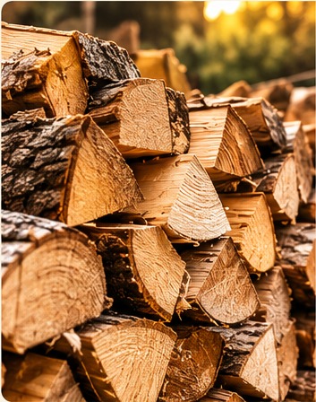 Aufgespaltenes Brennholz aus der Region